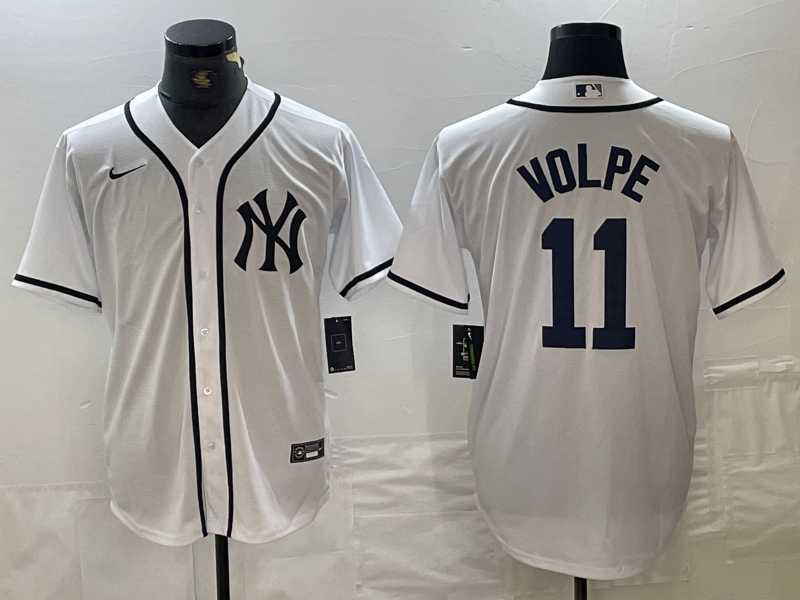 Men%27s New York Yankees #11 Anthony Volpe White Fashion Cool Base Jersey->new york yankees->MLB Jersey